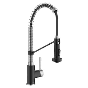 Bolden Single Handle Touchless Sensor Pull Down Kitchen Faucet in Spot-Free Stainless Steel/Matte Black