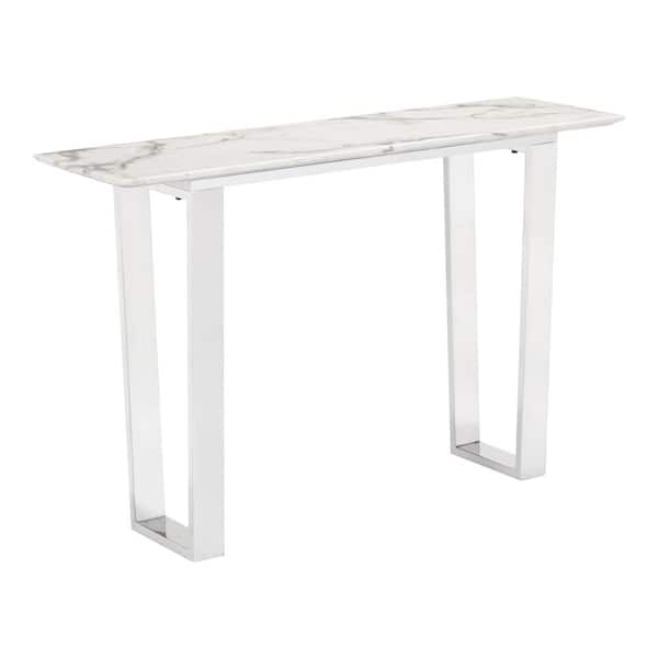 ZUO Atlas 48 in. Stone/Stainless Steel Rectangle Stone Console Table