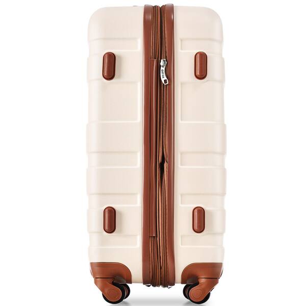 Merax Ivory and Brown Lightweight Durable 3-Piece Expandable ABS 