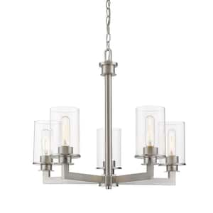 Savannah 5-Light Brushed Nickel Chandelier with Glass Shade