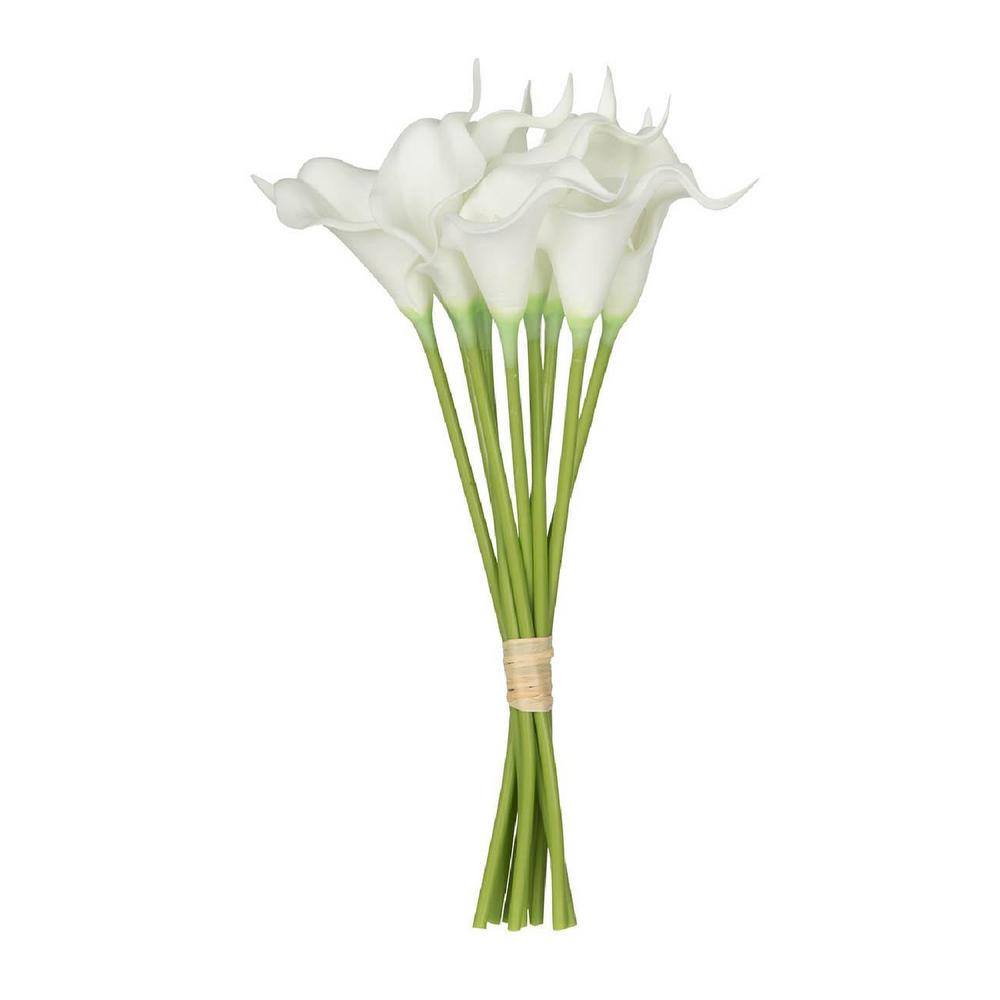 13" White Faux Calla Lily Outdoor Tabletop Set