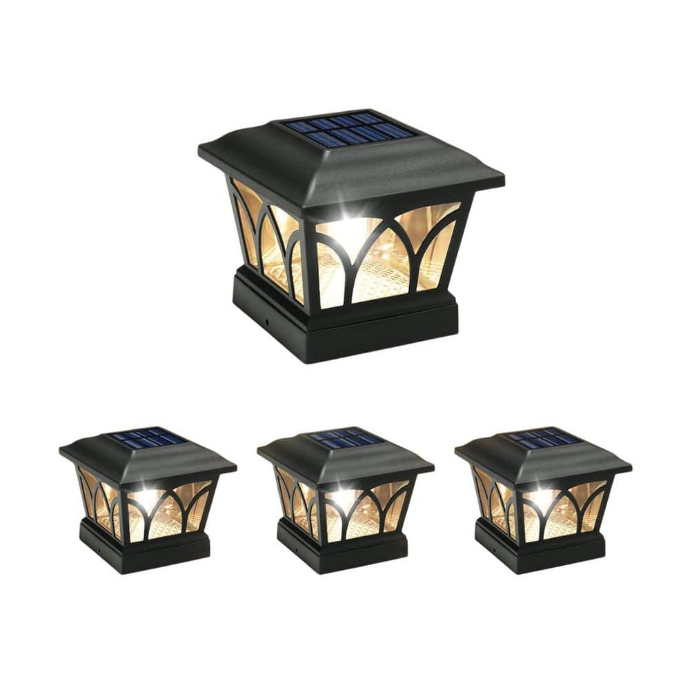 Afoxsos 4-Pack Slate Edison LED Solar Post Deck Cap Lights with 2