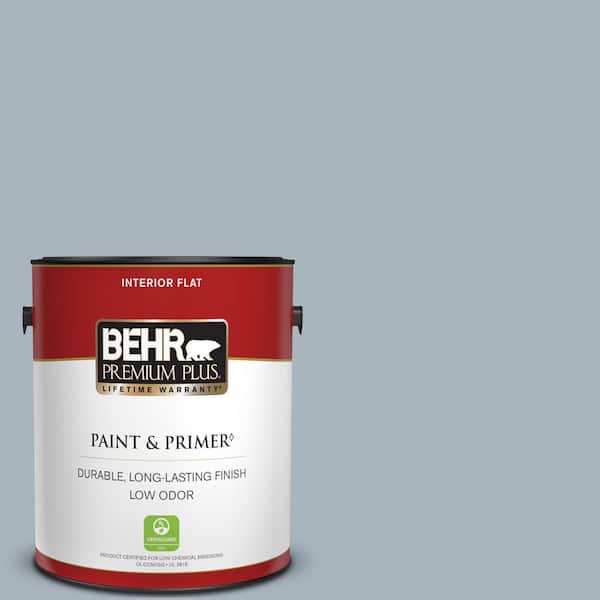 BEHR PREMIUM PLUS 1 gal. #MQ5-23 Intercoastal Gray Flat Low Odor Interior Paint & Primer