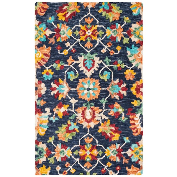 SAFAVIEH Aspen Navy/Red Doormat 2 ft. x 3 ft. Floral Area Rug