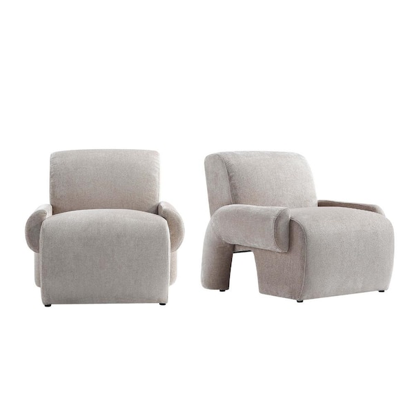Manhattan Comfort Verandah Modern Beige Chenille Upholstered Accent Armchair Set of 2