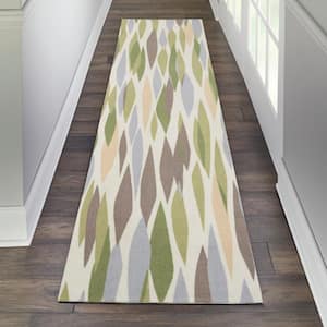 Sun N' Shade Violet 2 ft. x 8 ft. Abstract Contemporary Indoor/Outdoor Kitchen Runner Area Rug