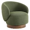 Spruce & Spring Noah Green Performance Fabric Swivel Accent Chair Modern Upholstered Round Barrel Arm Chair for Bedroom or Living Room SSAC72950-SD662-09