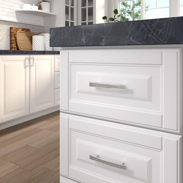 Vence Collection 3 3/4 in. (96 mm) Modern Chrome and Crystal Cabinet Bar Pull