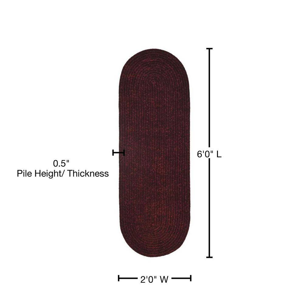 Burgundy Braided Chenille 24" x 72" Reversible Runner Rug