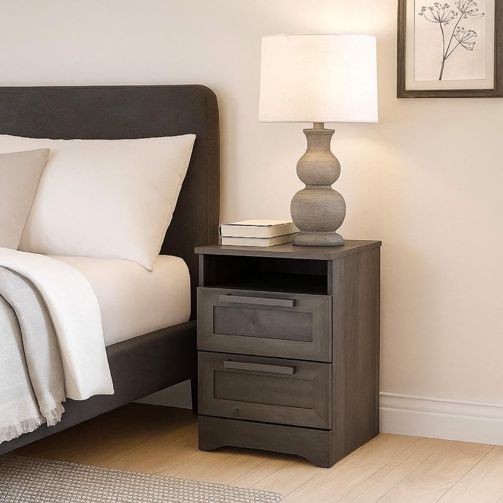 Vinie Gray 2-Drawer 15.95 in. W Nightstand