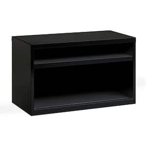 36 in. W Black Low Credenza Metal Lateral Cabinet with 2-Open Shelves for Home and Office