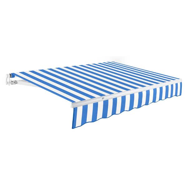 AWNTECH 10 ft. Maui Manual Patio Retractable Awning (96 in. Projection) Bright Blue/White