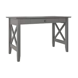 48 in. Rectangular Gray 1 Drawer Writing Desk with Solid Wood Material