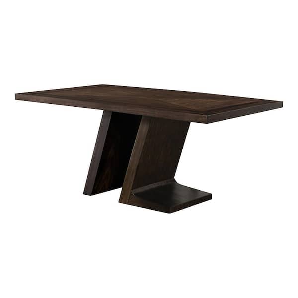 Furniture of America Kix Espresso Wood Top 72 in. Angled Pedestal Base Dining Table (Seats 6)