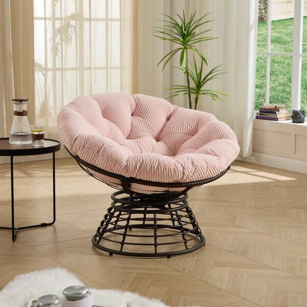 pappelina パイピングクッション　ペールローズ　Ray PaleRose JPJPUU Outdoor Rattan 360° Swivel Chair with Soft Pink Thick