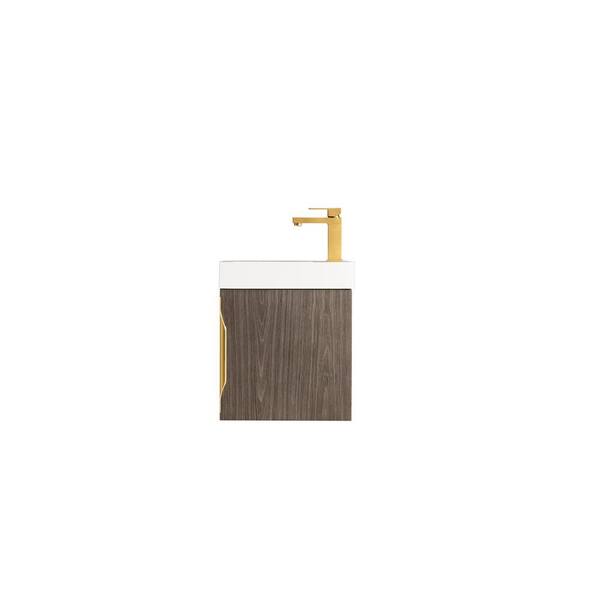 James Martin Vanities Columbia 16 in. Single Bath Vanity in Ash Gray with Resin Vanity Top in White Glossy with White Basin