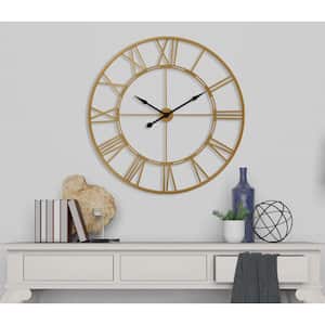 43.5 in. Dia Gold Oversized Roman Round Wall Clock