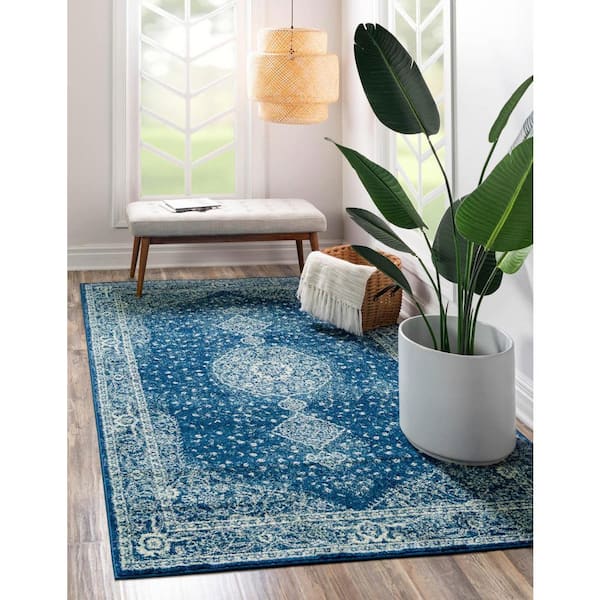 Gloria - Area Rug Low Profile Medallion Washable Rug Anti Slip Backing Rugs  for Living Room Light Weight Foldable Carpet