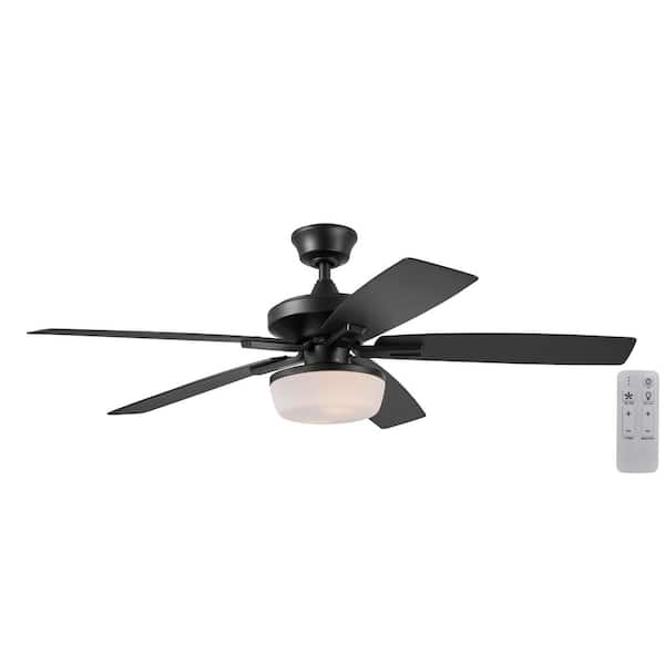 Gazebo IV 52 in. Indoor/Outdoor Matte Black Downrod Mount Ceiling Fan with Remote and Light Kit with 2-Bulbs. Included