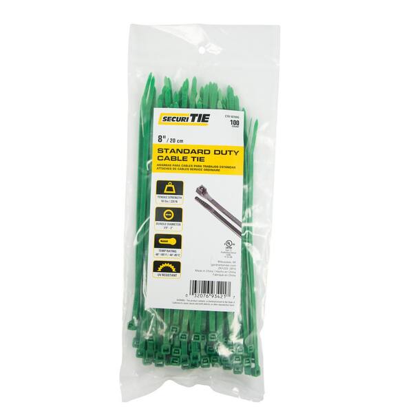 Gardner Bender 8 in. Cable Tie, 50 lb. Tensile, Green, 100Pack (Case