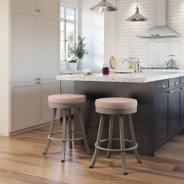Amisco Logan 26 In Soft Pink Fabric, Pink Kitchen Island Stools
