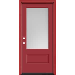Performance Door System 36 in. x 80 in. VG 3/4-Lite Right-Hand Inswing Pearl Red Smooth Fiberglass Prehung Front Door