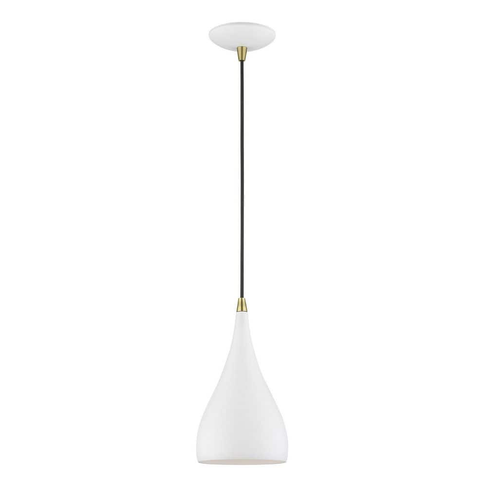 Amador Chic Mini Pendant in Textured White and Antique Brass