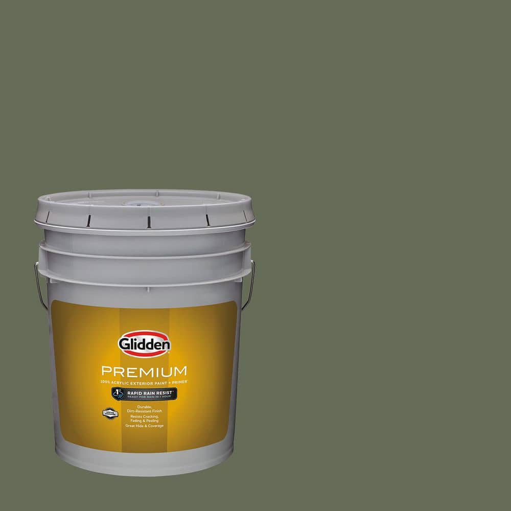 Glidden Premium 5 gal. PPG1126-7 All About Olive Flat Exterior