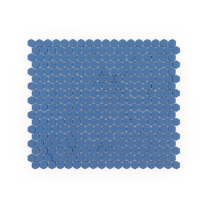 5/8" Muze Hexagon Blue 9.875 in. x 11.375 in. Hexagon Matte Glass Wall and Floor Mosaic Tile (15.6 sq. ft./Case)