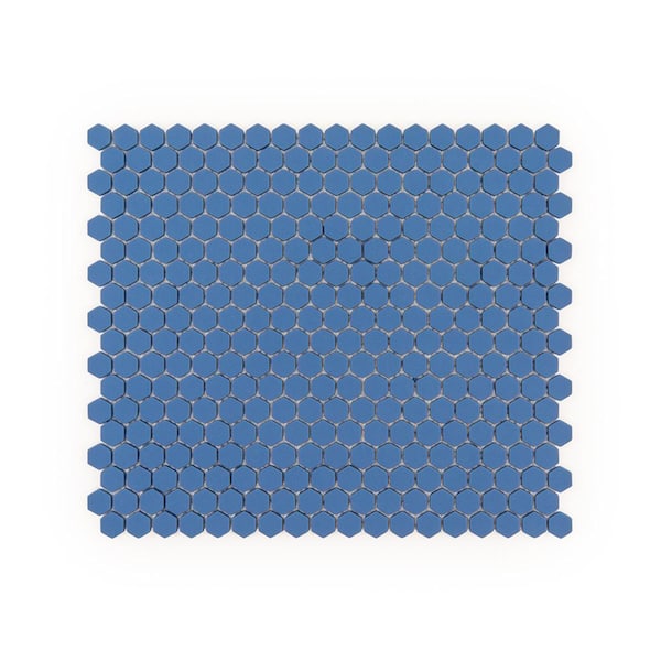 Jeffrey Court 5/8" Muze Hexagon Blue 9.875 in. x 11.375 in. Hexagon Matte Glass Wall and Floor Mosaic Tile (15.6 sq. ft./Case)
