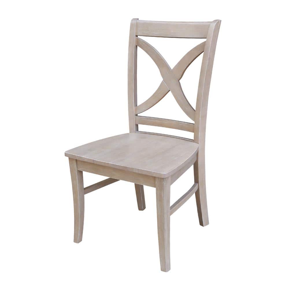 Vineyard Washed Gray Taupe Solid Wood Cross-Back Side Chair