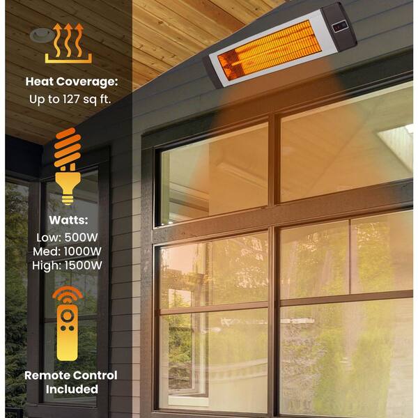 Hanover 34.6 in. 1500-Watt Electric Carbon Infrared Heat Lamp with Remote Control