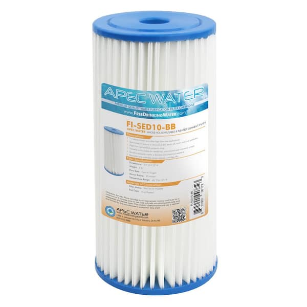 APEC Water Systems Whole House 4.5 in. x 10 in. 30 Micron Reusable and Pleated Sediment Water Filter Cartridge