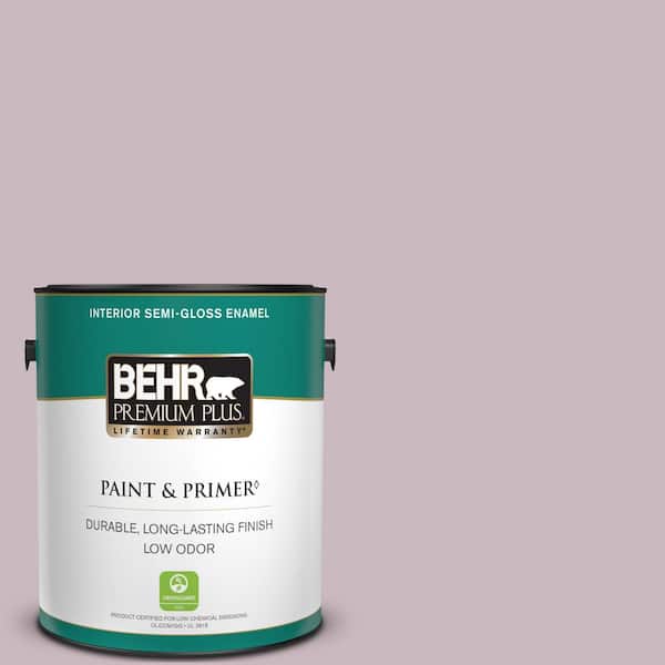 BEHR PREMIUM PLUS 1 gal. #690E-3 Iris Pink Semi-Gloss Enamel Low Odor Interior Paint & Primer
