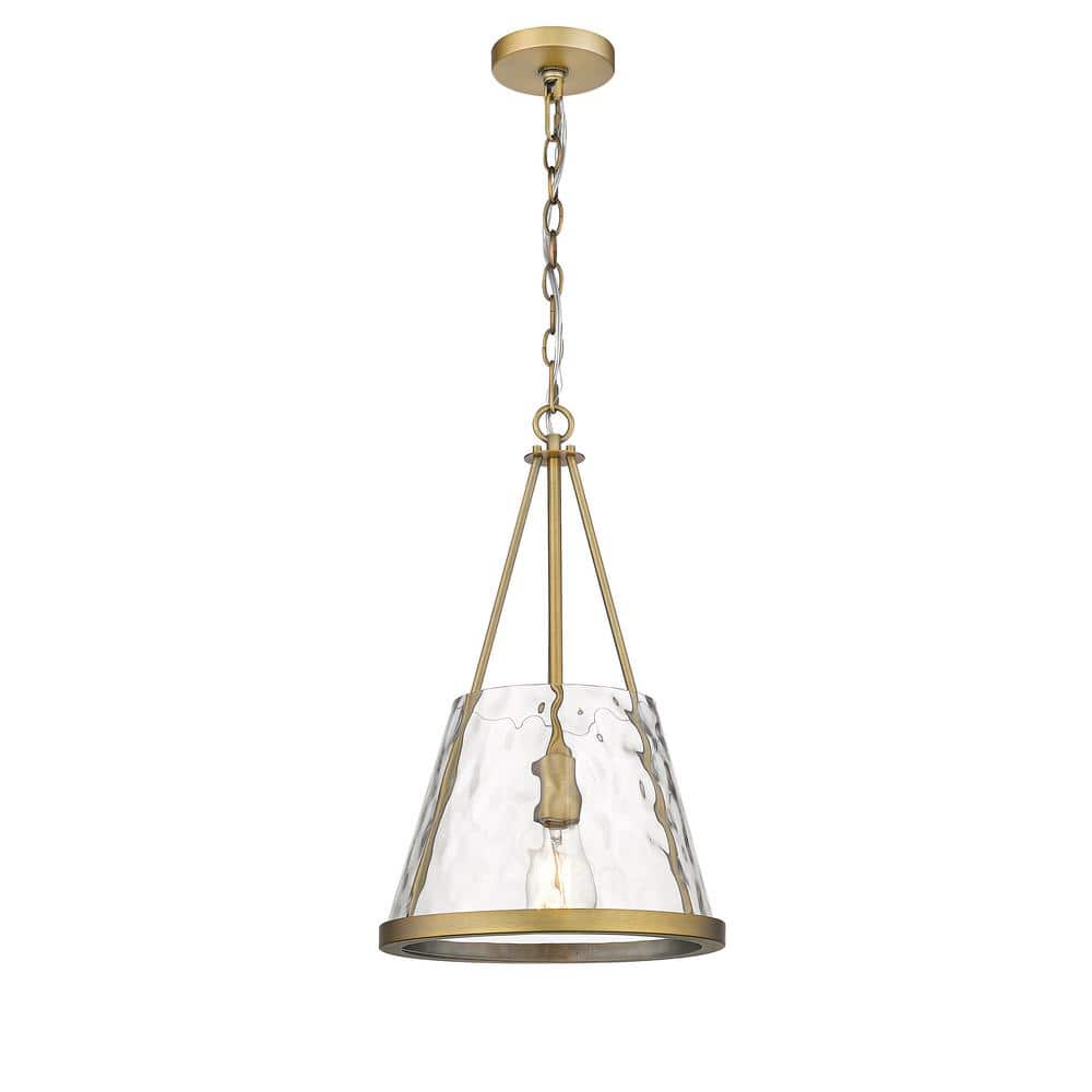 Innovations Lux 1Light Brushed Brass Shaded Pendant Light with Clear