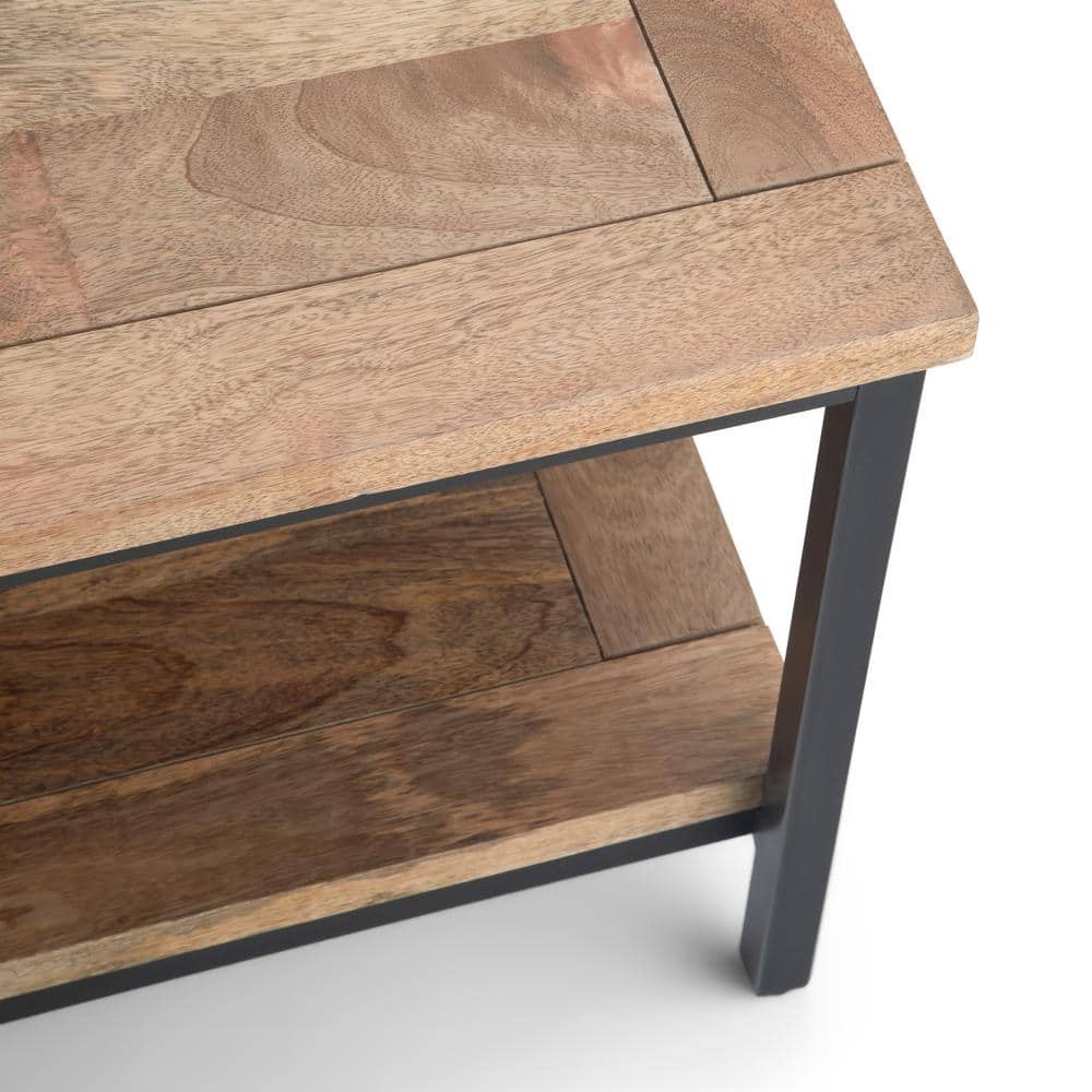 Skyler Solid Mango Wood 34" Square Coffee Table with Storage in Natural