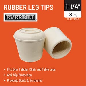 1-1/4 in. Off-White Rubber Leg Caps for Table, Chair, and Furniture Leg Floor Protection (8-Pack)