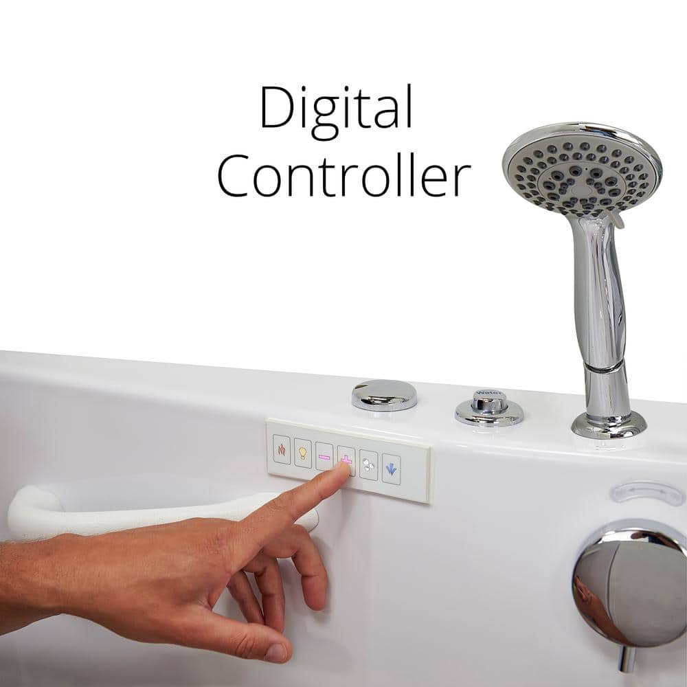 72'' x 36'' White Acrylic Walk-In Bathtub with Hydro Massage