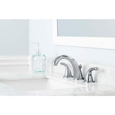Builders 8 in. Widespread 2-Handle High-Arc Bathroom Faucet in Chrome