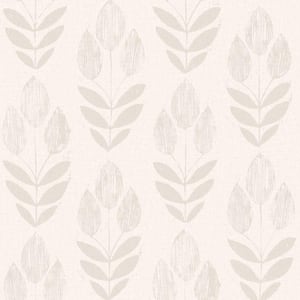 Scandinavian Grey Block Print Tulip Grey Wallpaper Sample