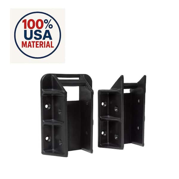 2 in. x 4 in. Stair Railing Hangers Fits Standard Railings Reinforced Black Polypropylene 4-Sets (8-Pieces)