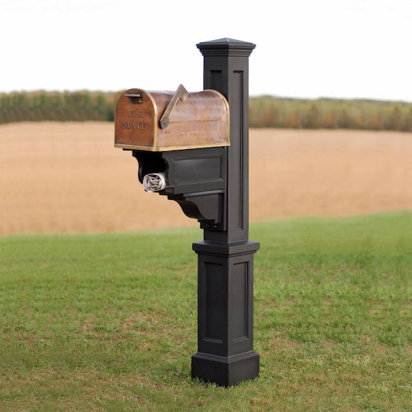 Dover Decorative Polyethylene Mailbox Post, Black