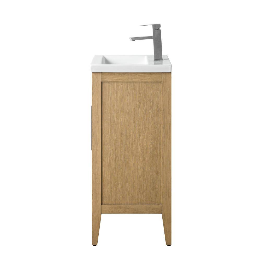 20'' Natural Oak Single Bathroom Vanity with Ceramic Top