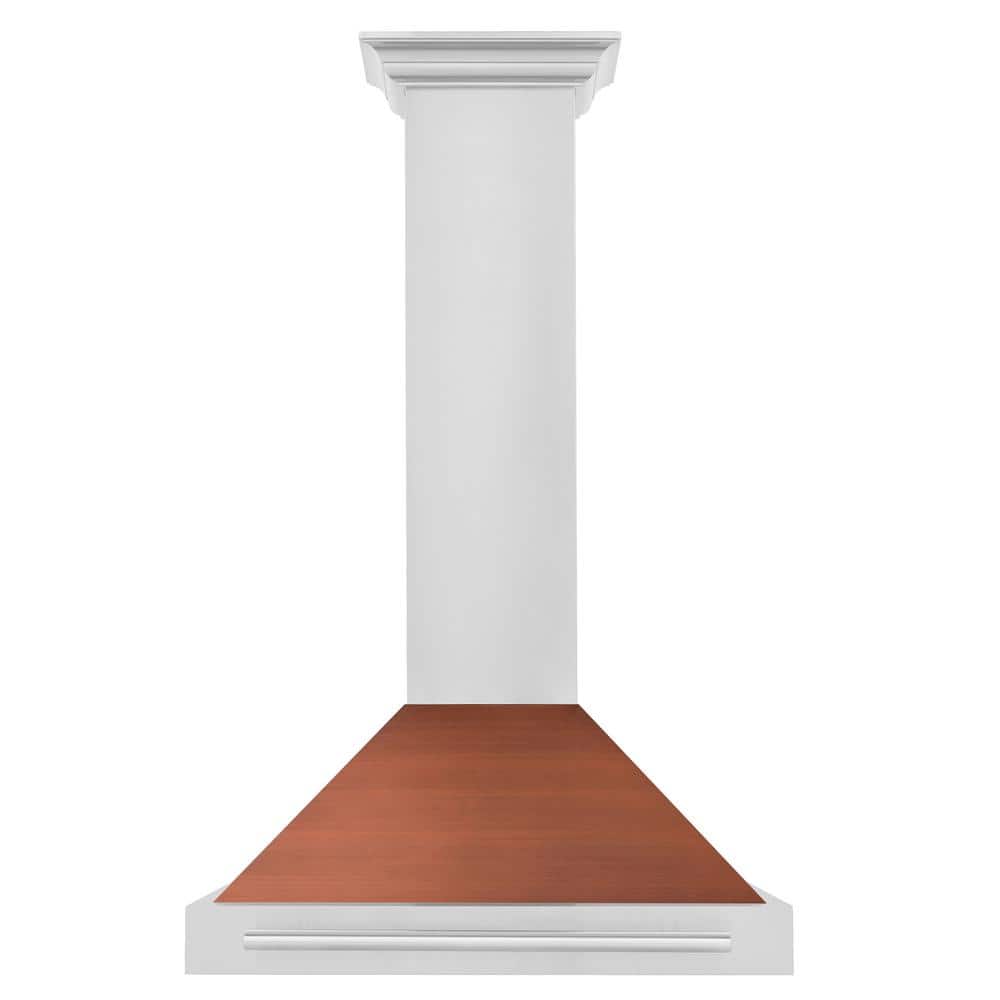 30 in. 400 CFM Convertible Wall Mount Range Hood in Stainless Steel with Copper Shell and Stainless Steel Handle