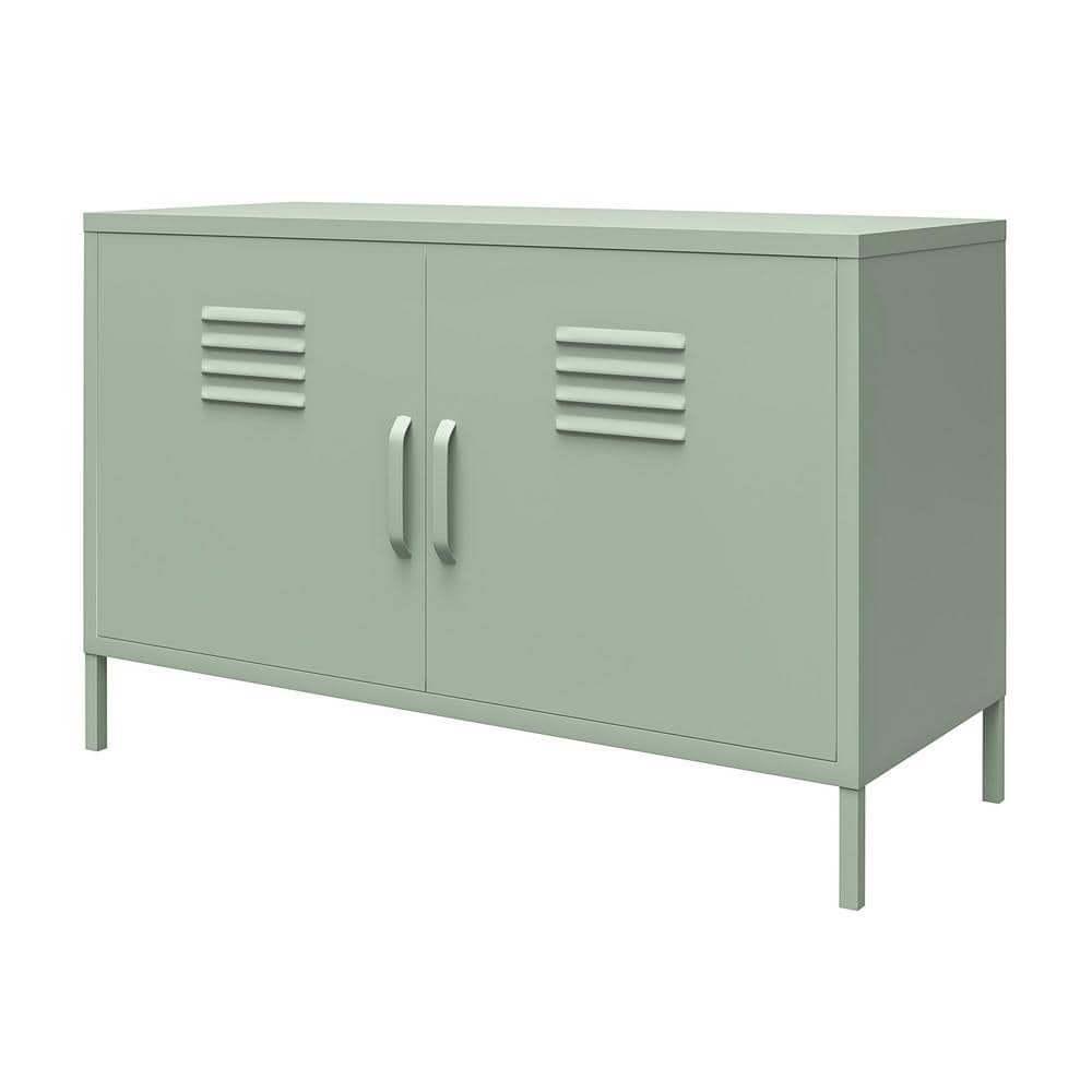 Pale Green Metal Lockable Office Storage Cabinet with 2 Shelves