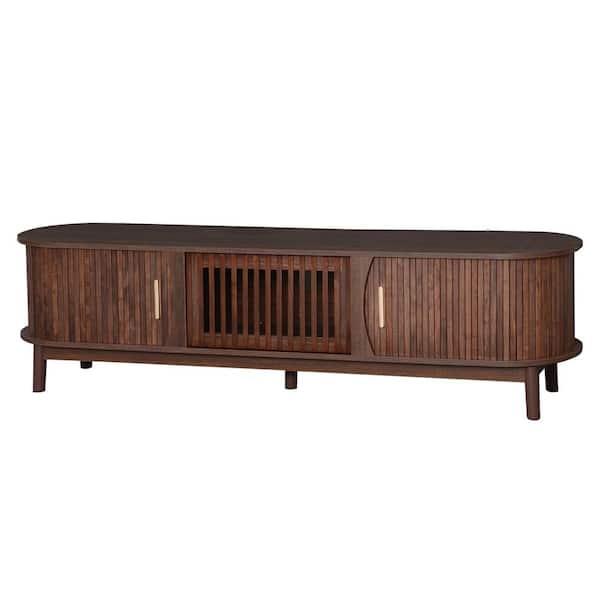 Dark Brown TV Stand Entertainment Center Fits TV's up to 75 in. with Storage Cabinet