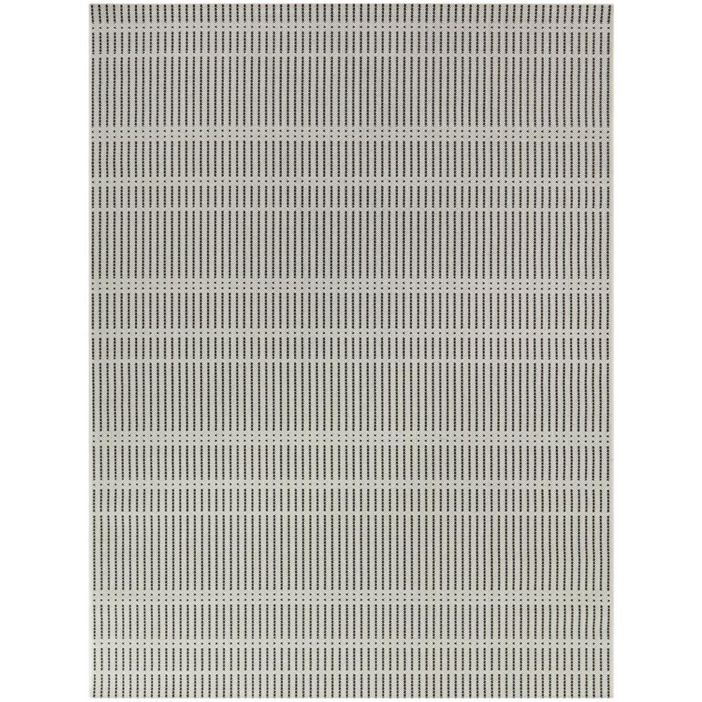 Gray and Beige Synthetic Flat Woven Stripe Rug 7'10" x 10'