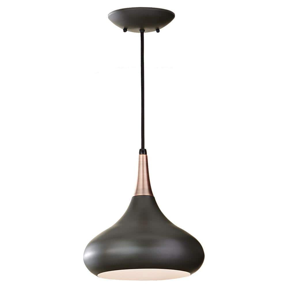 Beso Dark Bronze Steel Pendant Light with Crystal Accent