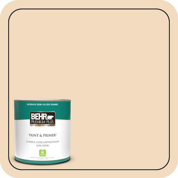 BEHR PREMIUM PLUS 1 qt. #S270-1 Frosted Toffee Semi-Gloss Enamel Low Odor Interior Paint & Primer