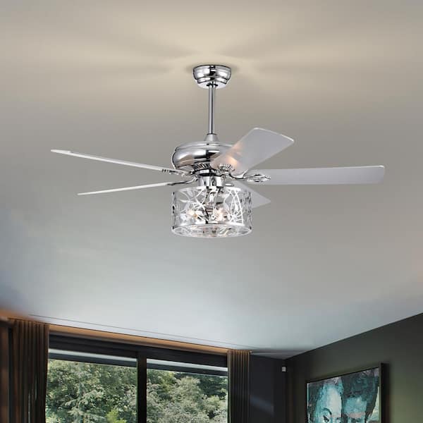 Sunpez 52 in. Indoor Silver Farmhouse Industrial Ceiling Fan with ...